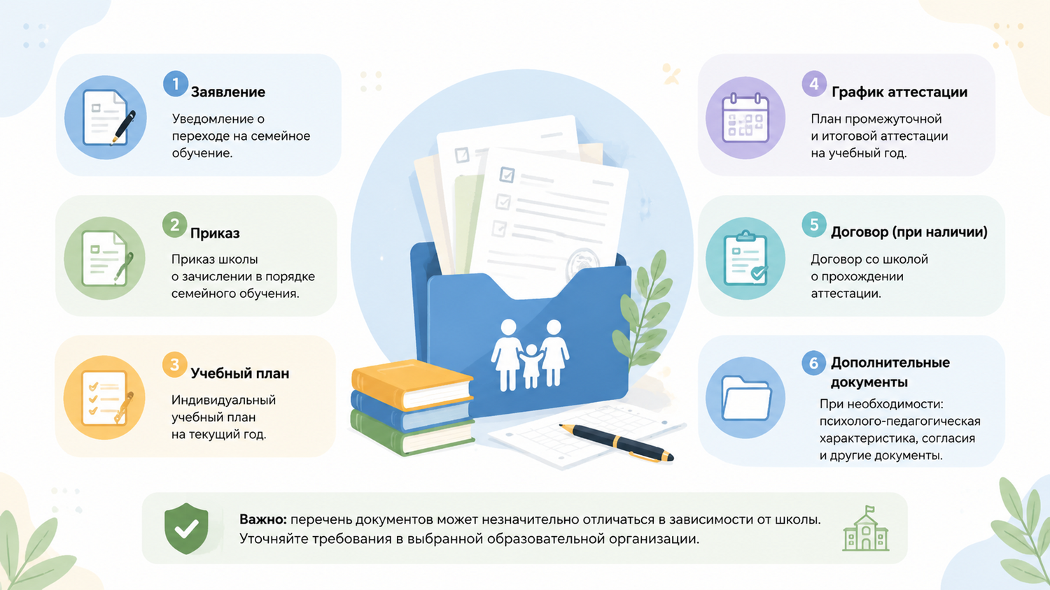 Пакет документов для перехода на семейное обучение