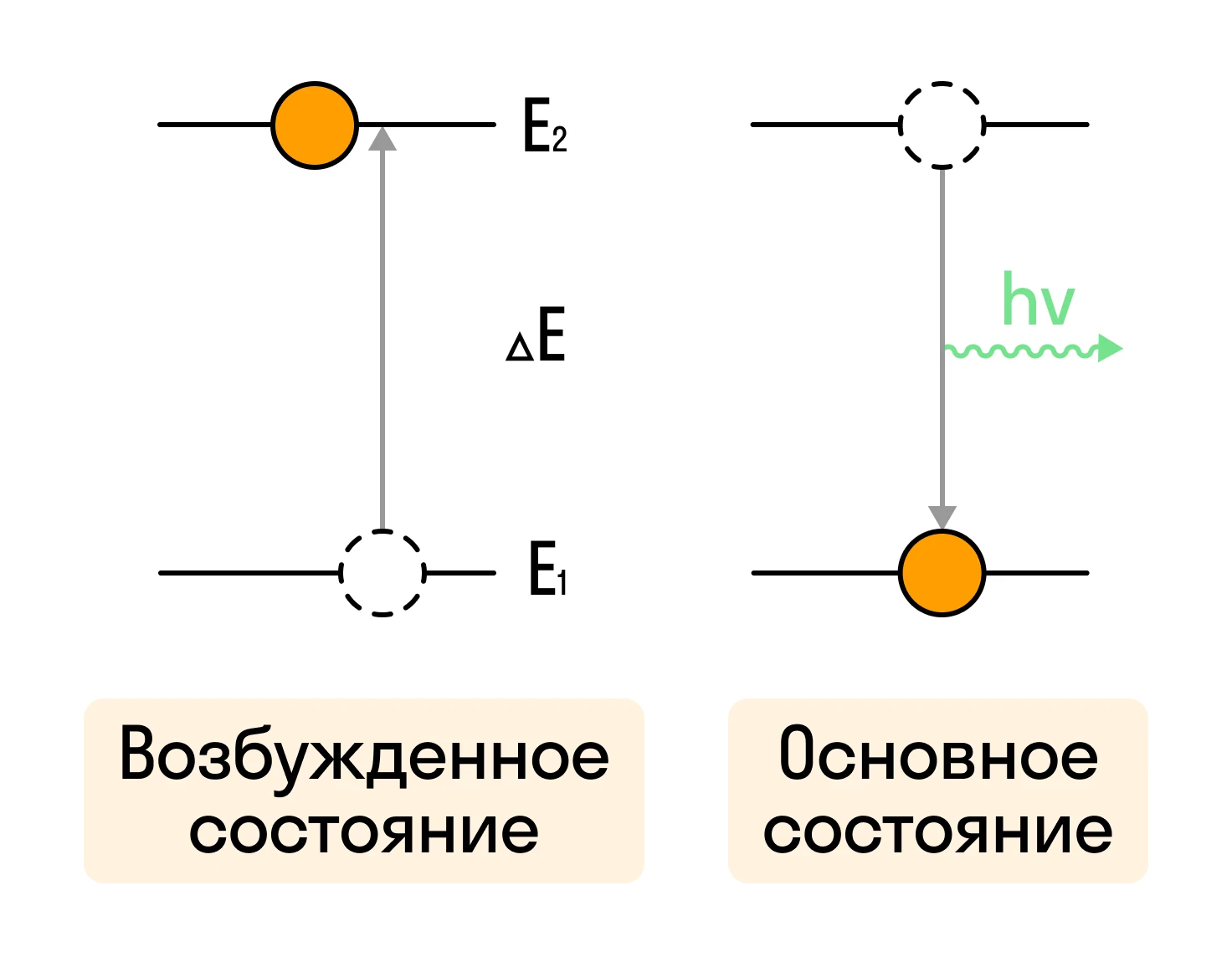 Основное и возбуждённое состояние атома