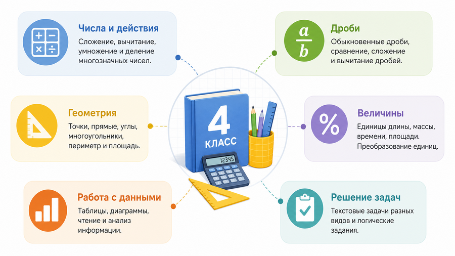 Что включает программа математики 4 класса