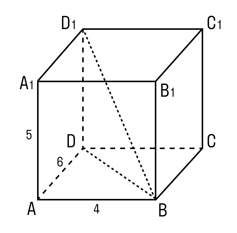 Задача на нахождение отрезка BD прямоугольного параллелепипеда