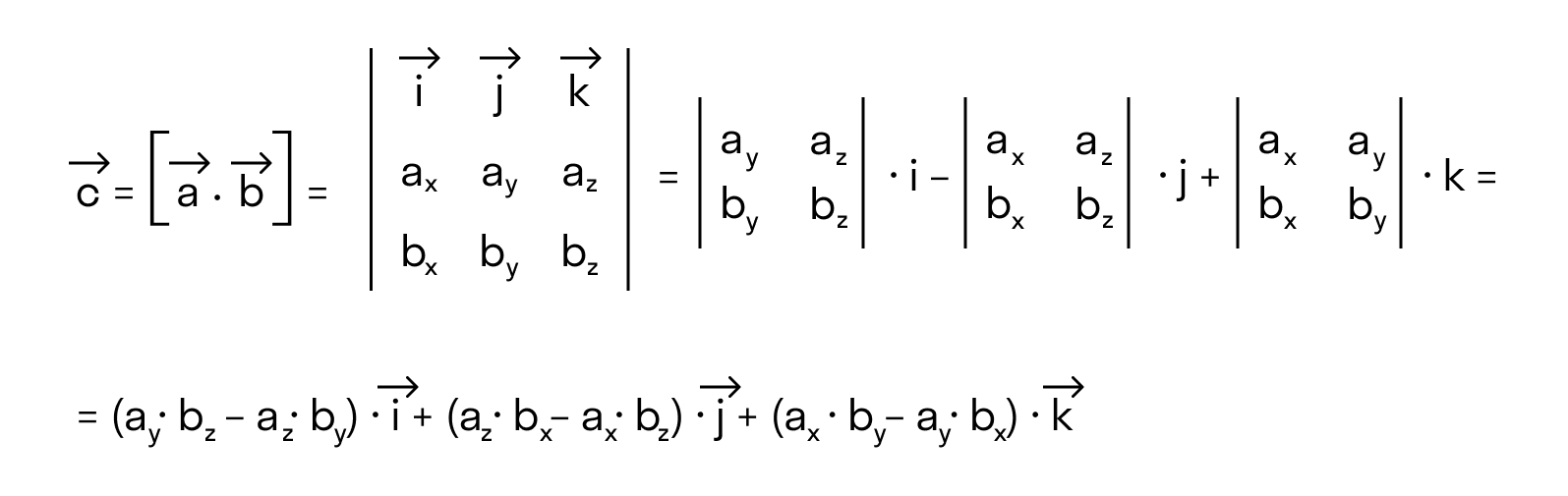 равенство из определения векторного произведения в координатах