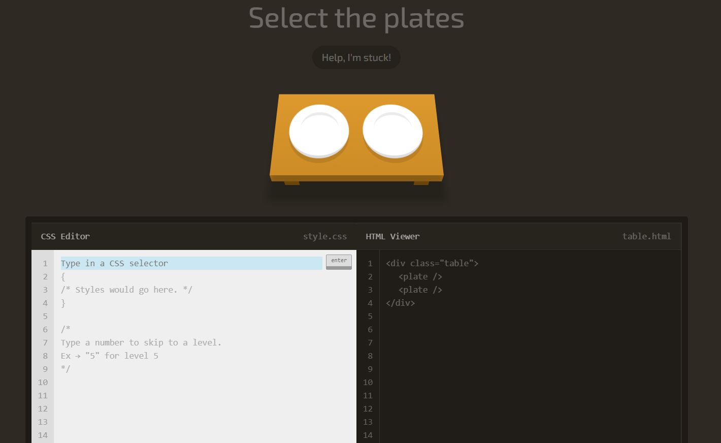 Игра CSS Diner — скриншот