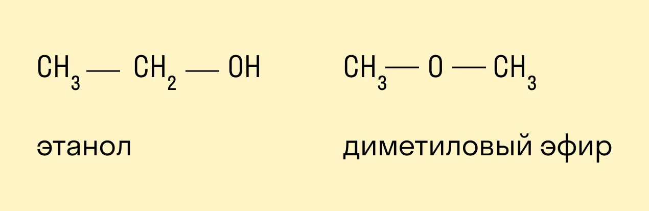 Межклассовая изомерия одноатомных спиртов и простых эфиров