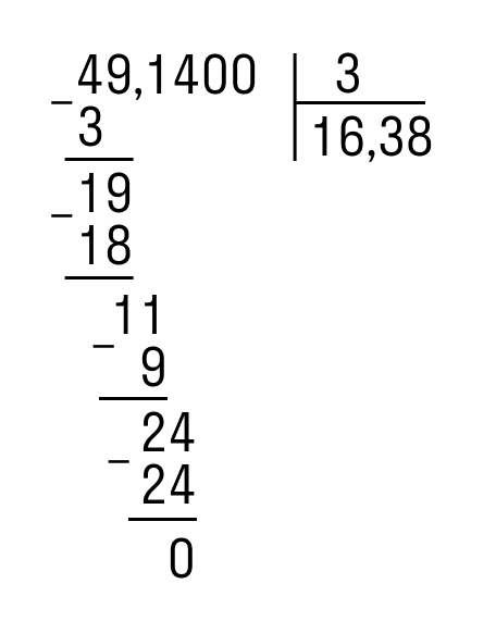 Пример деления десятичных дробей столбиком, рисунок 2