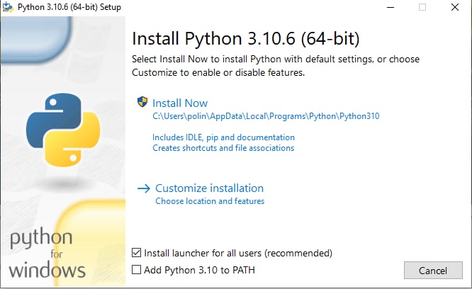 Установка Python на Windows. Рисунок 1