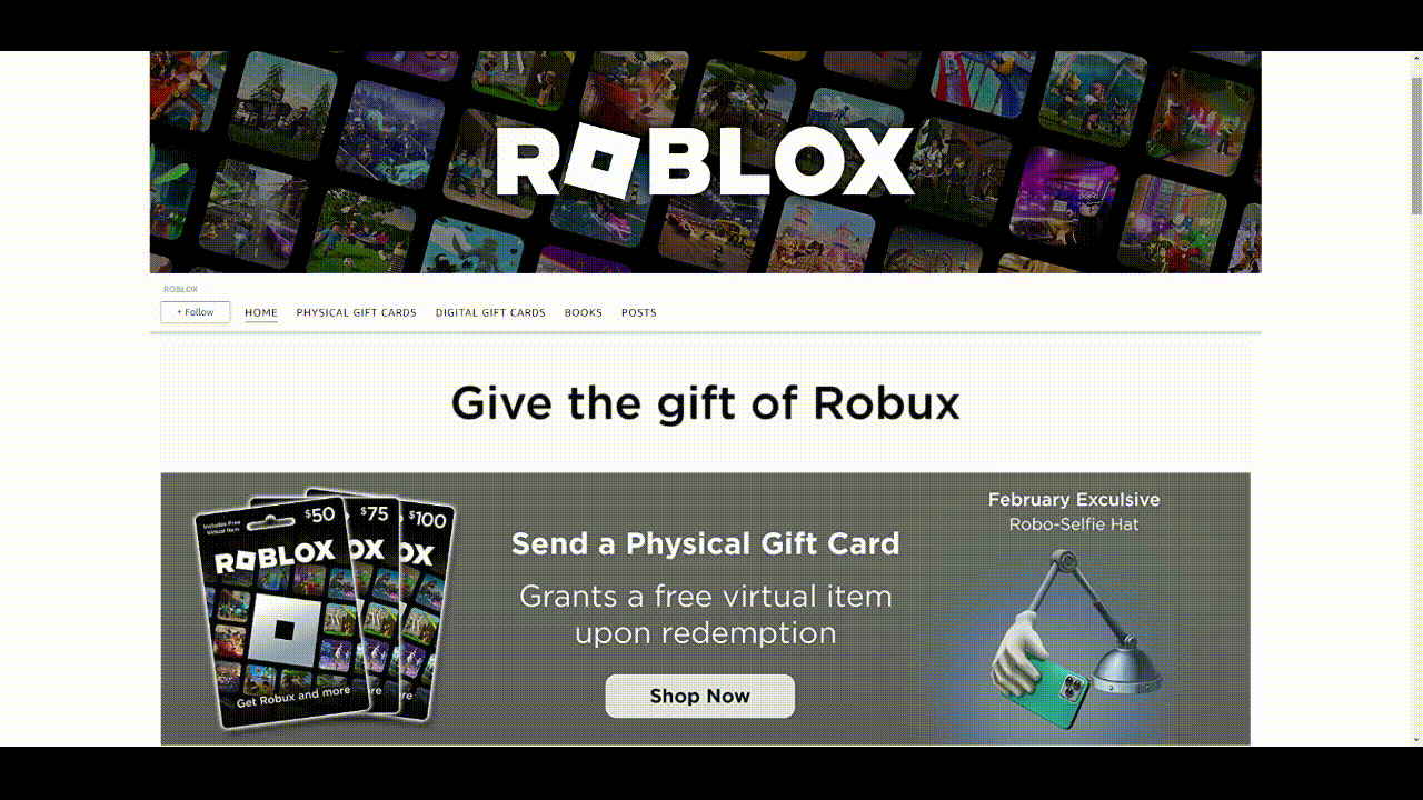 Подарочные карты для покупки Robux на Amazon