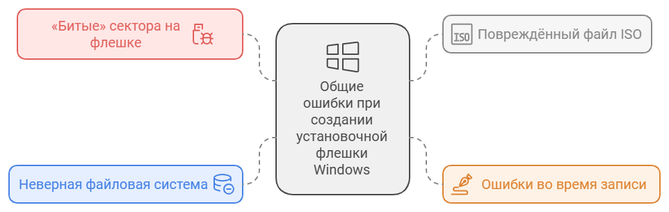 ошибки при создании установочной флешки