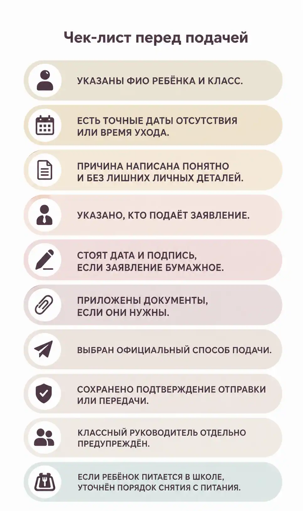 Чек-лист перед подачей заявления