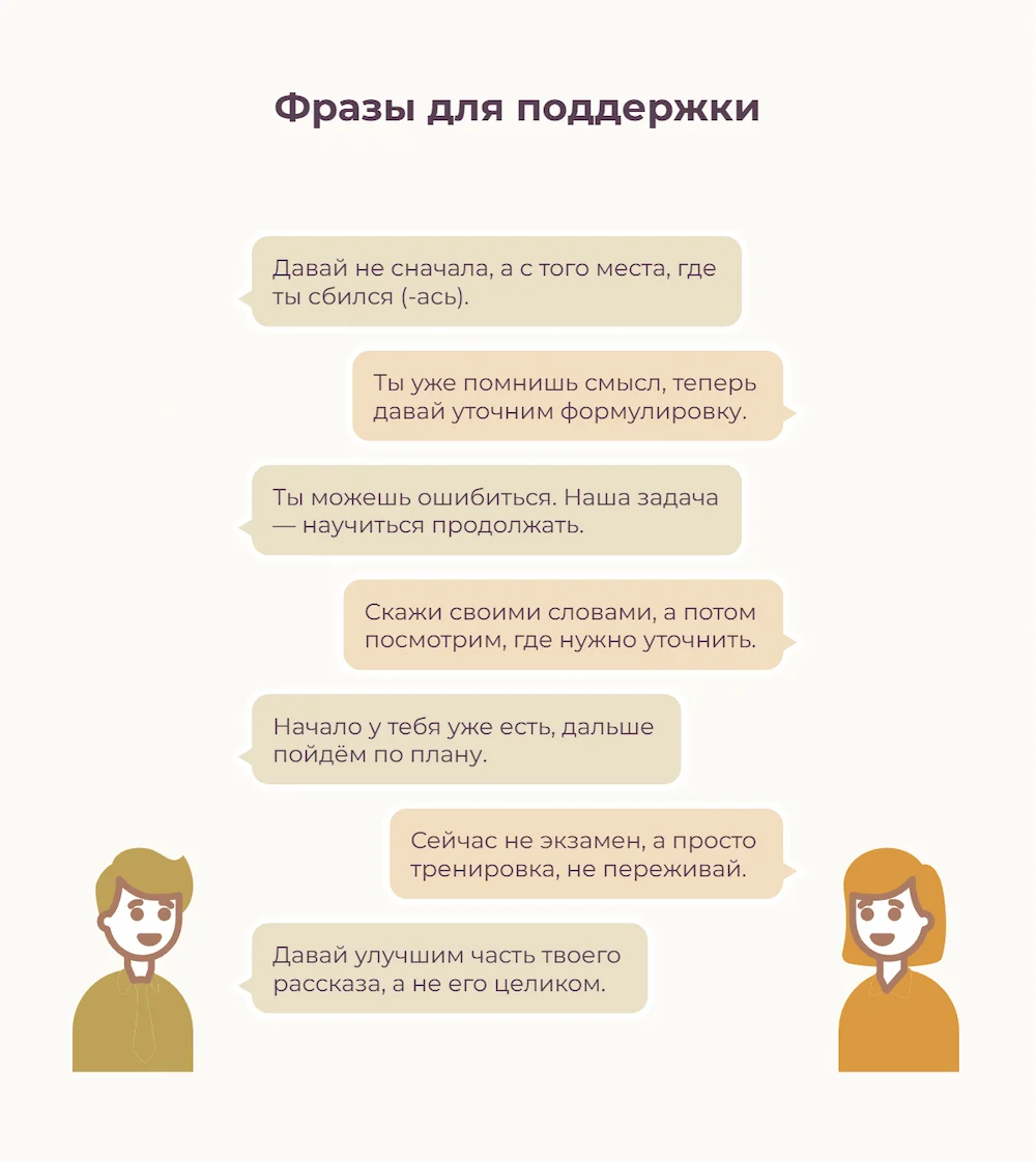 Фразы для поддержки